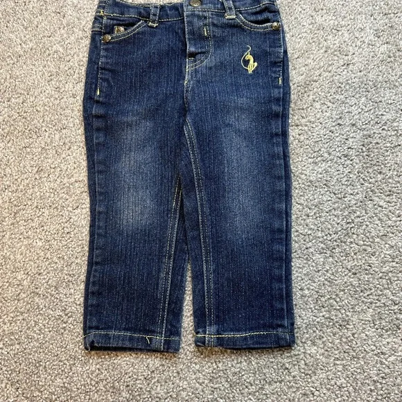 vtg y2k Baby Phat Jeans Girls 12M Dark Wash Denim Pants Gold Logo Stretch - Picture 3 of 11